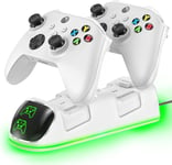 Chargeur Manette Xbox Avec 2 X 4800 Mwh Rechargeable Batterie Manette Xbox Pour Xbox Series/One X/S/Elite Manette, Chargeur Manette Xbox Serie X Avec Batterie Xbox, Accessoires Xbox, Blanc