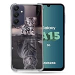 Cokitec Coque Renforcée pour Samsung Galaxy A15 4G / 5G Animal Chat Reflet