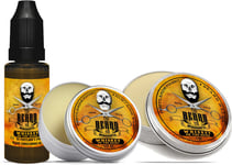 3pcs Beard Oil & Moustache Wax & Beard Balm Mens Beard Grooming Care Kit Whiskey