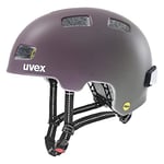 uvex City 4 MIPS - Lightweight City Bike Helmet for Men & Women - MIPS System - incl. LED Light - Plum Matt - 55-58 cm