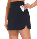 THE GYM PEOPLE Women's Golf Skort Tennis High Waist Lightweight Athletic Casual Skirts Built-in Shorts with 4 Pockets Blue Black