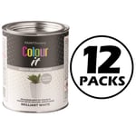 12X Paint Factory Brilliant White Gloss Tin Paint Fast Dry Indoor Outdoor 300ml