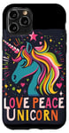 Coque pour iPhone 11 Pro Licorne ludique avec des couleurs d'amour
