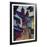 Big Box Art Framed Print of August Macke Street with Church Design | Wall Art Picture | Home Decor for Kitchen, Living Room, Bedroom, Hallway, Black, A2 / 24.5x18 Inch / 62x45cm