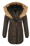 Geographical Norway BEAUTIFUL Femme/Women – Doudoune/Manteau Femme, Parka avec fourrure – Blouson polaire chic pour l’hiver, veste longue femme (as4, alpha, x_l, regular, regular, Kaki, XL)