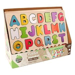 PLANÈTE BOIS - Puzzle Alphabet - FSC - Jeu Educatif - Première Réflexions - 052462A - 26 Pièces - Multicolore - Bois - Jeu pour Enfant - Puzzle Enfant - 30 cm x 22,5 cm - À Partir de 2 Ans