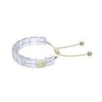 Swarovski Bracelet Letra femme, étoile, cristaux taille carré avec cordon réglable en coton ciré et monture plaquée de ton doré, blanc