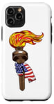 Coque pour iPhone 11 Pro Drapeau américain et torche 4 juillet patriotique américain