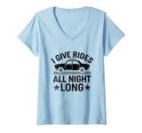 Womens I Give Rides All Night Long Cab Taxi Driver V-Neck T-Shirt