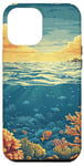 Coque pour iPhone 12 Pro Max Océan avec récifs coralliens vintage paysage graphique