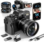 5K Digital Cameras for Photography,48MP/60FPS Video Camera for Vlogging, WiFi &