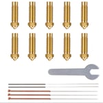 10 st munstycken i olika storlekar för Neptune 4 Plus/Max 3D-skrivare, mässingsmunstycken 0,4/0,6/0,8/1,0 mm (FMY) Gold