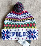 Genuine POLO RALPH LAUREN Fairisle 78% Wool SKI BOBBLE HAT BEANIE 455898816001