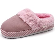 ONCAI Chaussons Femme Pantoufles à Semelle de Tapis de Yoga Moussée Confortable Chaud Fausse Fourrure en Poils Hirsutes Suède Semelle en Caoutchouc Hiver Intérieur/Extérieur Rose Dimensions 42