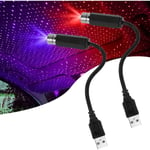 Ersandy - Lumière D'ambiance led, 2pcs Lampe de Toit usb pour Voiture Atmosphère Ciel étoilé Lumière led Projecteur Rouge Veilleuse Réglable