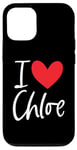 Coque pour iPhone 12/12 Pro Cœur personnalisé avec inscription « I Love Chloe »