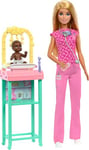 Barbie Baby Doctor Doll with Blonde Fashion Doll Wearing Pink Scrubs, 1 Baby Doll with Baby Accessories & Furniture, JCR72