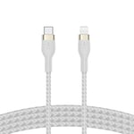 Belkin BoostCharge Pro Flex Braided USB Type C to Lightning Cable (1M/3.3FT), MFi Certified 20W Fast Charging PD Power Delivery for iPhone 14/14 Plus, 13, 12, Pro, Max, Mini, SE, iPad and More -White