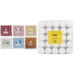 Aladino 150 Tea Lights Candles Scented Tealights- 25 x 6 Scents Mixed Pack & Cinnamon & Tea Lights Candles 4 hour burn (100 Pack) - White t lights - Unscented 3.8 x 2.3 cm - 4hr - Zuvo