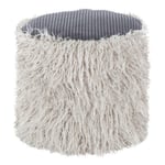 Pouf Rond Imitation Fourrure "Bobtail" 45cm Gris Clair