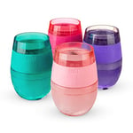 Host Freeze Cooling Cup, Double Wall Insulated Freezer Chilling Tumbler with Gel, Glasses for Red and White Wine, 8.5 oz (250ml), Set of 4, Assorted Translucent Colours, Set di 4