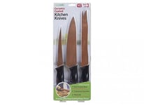 PMS Easy Cook Ceramic Coated Kitchen Knives - (35.5x22.5cm) Set of 3 - Ultra Sharp, Non-Stick & Durable - Perfect for Home Chefs & Professional Cooking