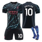 23-24 Manchester City borta fotbollströja set Haaland nummer 9 nr.10 med strumpor no.10 with socks M(170-175cm)