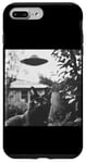 Coque pour iPhone 7 Plus/8 Plus Cat Selfie with UFO Weird 50s Photo --