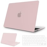 NPUOLS Coque Compatible avec MacBook Air 13,6" 2024 2022 Modèle A3113 A2681 M3 M2, Etui Housse Coque de Protection Rigide en Plastique Mat + Clavier Ultra Mince en TPU Version EU, Rose