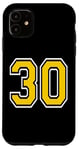 Coque pour iPhone 11 Numéro 30 en jaune, blanc, noir, version de poche