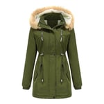 YFFUSHI Manteau Femme Chaude à Manches Longues Capuchon en Fourrure d'hiver Blouson Zippé Veste Parka Manteau Epaissé