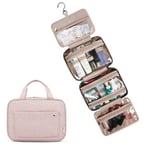 Hanging Multi-layer Foldable Toiletry Makeup Bag Cosmetics Organ Pink