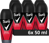 Sure Antiperspirant Roll-On Deodorant for Men, 48-Hour Protection, 6x50ml