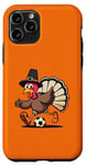 iPhone 11 Pro Funny Thanksgiving turkey Playing soccer ball Men Boys Kids Case