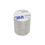 INF 10-pack superstarka neodymmagneter med självhäftande baksida Silver 20 x 2 mm