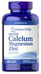 PURITANS PRIDE CHELATED CALCIUM MAGNESIUM ZINC 1000mg/400mg/25mg 250 Caplets