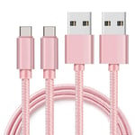 Cable USB-C pour Xiaomi Mi 10T LITE 5G / Mi 10T / Mi 10T PRO - Cable Type USB-C Nylon Tresse Rose 1 Metre [LOT 2] [Phonillico]