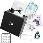 Imprimante Bluetooth Portable M02,Mini Imprimante Photo De Poche,Imprimante Etiquette Thermique Autocollant Aans Encre,Compatible Avec Ios/Android,Notes,Photos,Journal,Diy,Sticker Printer Noir