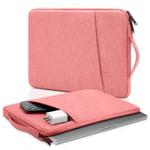 Laptopväska kompatibel med 13/14/15/16 tums MacBook Air Mac Pro M1 yta Lenovo Dell HP datorväska Tillbehör Polyesterfodral med ficka  svart Rosa 14,1~15,4 tum