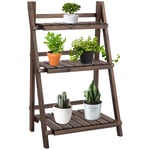 Wooden Shelf Foldable Flower Pots Holder Stand Indoor Outdoor