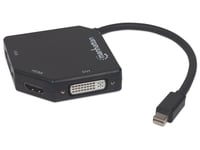 Manhattan 207720, 0,25 M, Mini Displayport, Dvi-I + Vga (D-Sub) + Hdmi, Hankoppling, Honkoppling, Rak