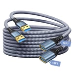 Cable De Rallonge Usb 3.0, [5M+5M, 2 Paquet] Usb Male Vers Femelle Rallonge Cable Transfert De Données À Grande Vitesse 5Gbps Pour Console De Jeu, Imprimante, Webcam, Clavier Usb, Lecteur Fl[X1596]