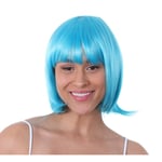 Blue Bob Wig Cosplay 1980s Fancy Dress Party Halloween Unisex Fringe Bob