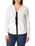 Calvin Klein Women's Ruched Long Sleeve Zip Front Hoodie Jacket, White, Medium