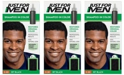 BL Just For Men Shampoo In #H-60 Hair Color Jet Black - THREE PACK