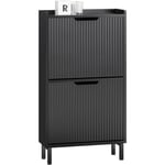 SoBuy FSR177-SCH Meuble à Chaussures Armoire à Chaussures Meuble Rangement Chaussures 2 Portes abattantes, Meuble d'Entrée Coffre Rangement pour