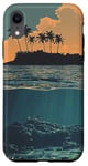 Coque pour iPhone XR Motif paysage vintage île avec récif corallien