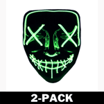 The Purge El Wire Halloween LED Mask Svart (Mörkgrön) 2-Pack