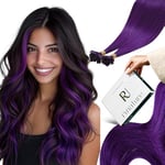 RUNATURE Extension Keratine Violet Pre Bonded U Tip Keratine Extension a Chaud 1g Extension Cheveux Keratine Naturel Remy Hair 22 Pouces/55cm 25 Mèches/25g