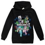 Barnens tecknade spel Hoodie Casual Långärmad Huvtröja Minecraft Grafisk Tröja För 5-12 år Pojkar Flickor (Svart 11-12 år)